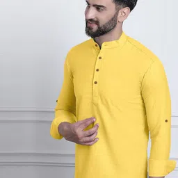 Zombom Men Mandarin Collar Straight Kurta-image-75