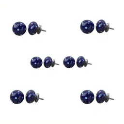 Indianshelf 6Pcs Blue Textured Ceramic Knobs-49