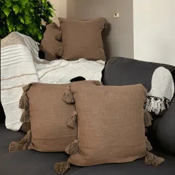 LUSHLYF Brown Set of 4 Quirky Square Cushion Covers-18