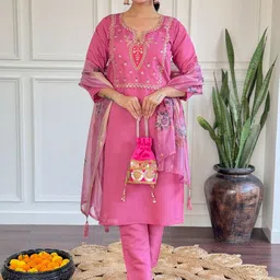 Anouk Women Floral Embroidered Kurta with Trousers & Dupatta-picture-19