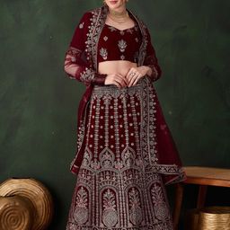 Maroosh Embroidered Semi-Stitched Lehenga & Unstitched Blouse With Dupatta-image-53