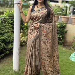 ETHNIC TODAY Floral Tussar Saree-image-78