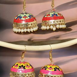 OOMPH Dome Shaped Jhumkas Earrings-15