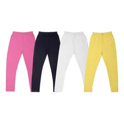 FRENCH KLEIDER Girls Pack Of 4 Mid-Rise Churidar-Length Leggings-image-2