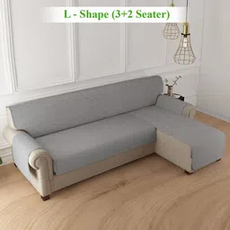 HOKIPO Grey L Shape 5 Seater Reversible Sofa Cover Mat-image-5