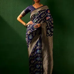 DEVATITHI Navy Blue Banarasi Silk Saree-picture-11