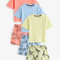 NEXT Boys Pack of 3 Kids Printed Pure Cotton T-shirt with Shorts-image-45