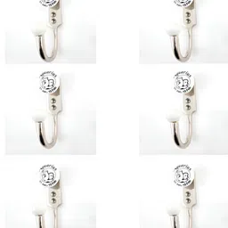 IndianShelf Silver Toned & White 6 Pieces Ceramic Aquarius Coat Hooks-image-30