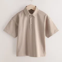 NEXT Boys Polo Collar Drop-Shoulder Sleeves Pure Cotton T-shirt-11