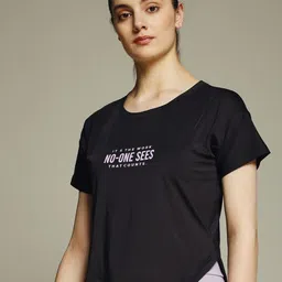 MKH Women Typography Printed Dri-FIT T-shirt elevated essentials-image-53