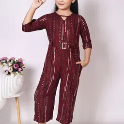 GLAMOUR WORLD GARMENTS Girl Organic Cotton Striped Round Neck Basic Jumpsuit-image-76