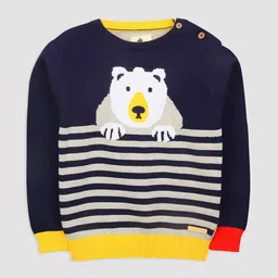 Cherry Crumble Kids Striped Full Sleeves Round Neck Sweater-51
