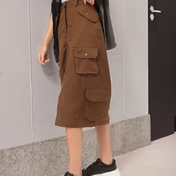 DressBerry Utility Chic Cargo Straight Skirt-image-63