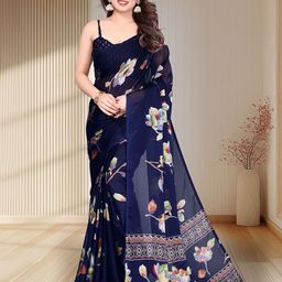 SUPERLAXMI Floral Pure Chiffon Saree-image-41