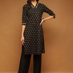 Anouk Geometric Printed V-Neck Pure Cotton Straight Kurta-52