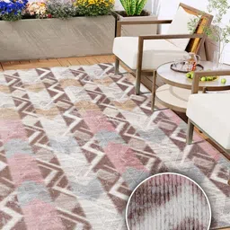 Kaleen India Pink Geometric Anti-Skid Polyester Carpet-image-70
