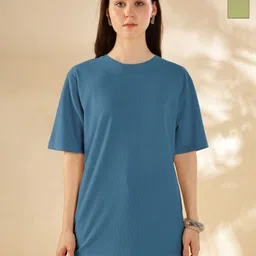 HELLCAT Pack Of 2 Self Design Round Neck Short Sleeves Oversized T-Shirts-image-94