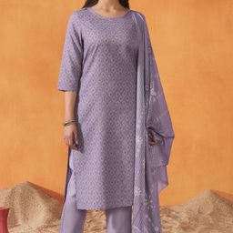 Anouk Ethnic Motifs Printed Straight Kurta With Trouser And Dupatta-1