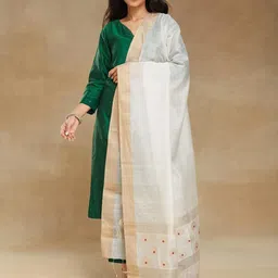 Fabindia Floral Woven Design Cotton Silk Dupatta-picture-17