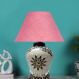 Devansh Pink Textured Glass Traditional Frusturical Shaped Table Lamp-image-17