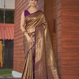SAREETHNIC Woven Design Zari Pure Silk Designer Kanjeevaram Saree-picture-43