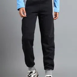 UNDER FOURTEEN ONLY Boys Colourblocked Cotton Mid-Rise Jogger Trousers-picture-40