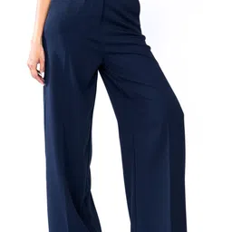 D'Almirah Women Comfort Flared High-Rise Wrinkle Free Trousers-image-23
