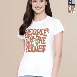 Mast & Harbour Women Typography 3 Printed Applique T-shirt-picture-4