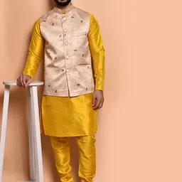 PRINTCULTR Men Regular Pure Silk Kurta with Trousers-picture-16