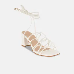 Rubeezz Women Solid Block Square Toe Regular Gladiators Heels-19