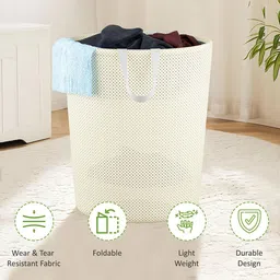 Kuber Industries 6-Pc Beige Reusable Durable Foldable Lightweight Laundry Bags With Handle image 5