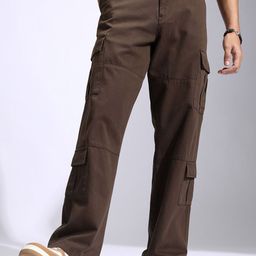 HIGHLANDER Men Straight Fit Cargos Trousers-image-52