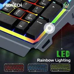 Frontech Wired Keyboard | RGB Backlight Effect | 104 Keys With 1.5M Braided Cable KB-0049 Wired USB Standard Gaming Keyboard Compatible with Desktop, Laptop, Mac image 3