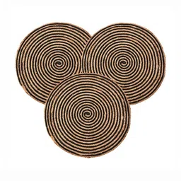 Myntra Elegant Homes Black & Brown 3 Pieces Spiral Round Jute Doormats-image-71