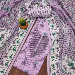SHADOW & SAINING Printed Pure Cotton Unstitched Dress Material-image-63