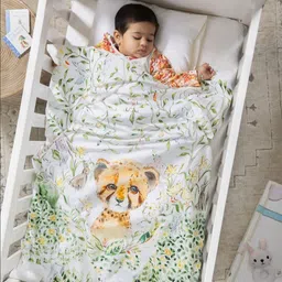 THE BABY TRUNK White & Green Cartoon Characters Egyptian Cotton 2 Piece Crib Superfine Bedding Set-52