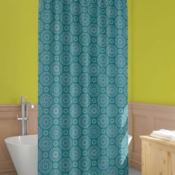 ArtzFolio Blue & White Printed Waterproof Shower Curtain-image-84