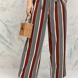 Tokyo Talkies Women Striped Wide Leg Mid-Rise Trouser-image-94