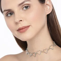 fabula Silver-Plated Heart Filigree Choker Necklace-image-89
