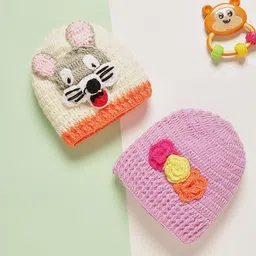 CHUTPUT Set of 2 Kids Hand knitted Crochet Woollen Beanie-picture-7