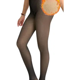 Kilvis Women High Waist Stretchable Fleece Thermal Winter Dual Tone Stocking-picture-27