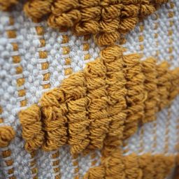 INDIAN HOME FAB Yellow & White Textured 6 Seater Rectangular Table Runner image 2