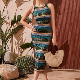 Attire Empire Print Bodycon Midi Dress-image-75