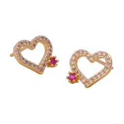 EL JOYERO Gold-Plated Heart Shaped Cubic Zirconia Studded Studs-9