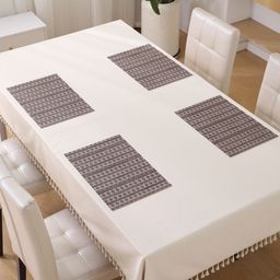 HOKIPO Brown & White 4 Pieces Geometric Printed Rectangle Table Placemats-31