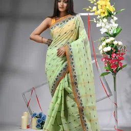 TANTLOOM Woven Design Ethnic Motifs Pure Cotton Saree-image-61
