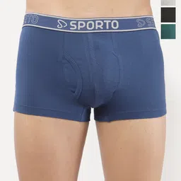 Sporto by Macho Men Pack Of 4 Cotton Short Trunks Sprto_M1022-Dnm1-G1-Olv1-Prt1-S-picture-1