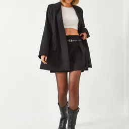 BIANCO LUCCI Round Neck Crop Top & Skirt With Blazer Co-Ords-picture-38