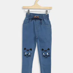 YK Girls Jogger High-Rise Light Fade Embroidered Jeans-picture-14