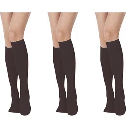 MUKHAKSH Women Set Of 3 Cotton Plain Knee High Socks-image-86
